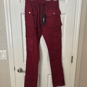 Fashion Nova Red Cargo Pants with Stretchy Fabric